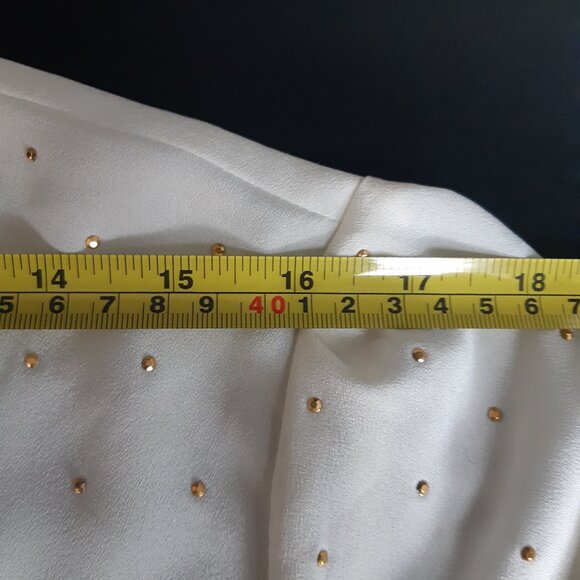 Liz Claiborne SZ L Cream Crepe Georgette Blouse Top Button Up Shirt - Picture 8 of 13